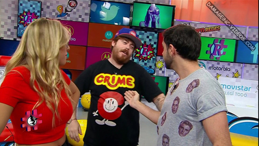 Nati Jota huge natural tits in an orange top