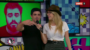 Busty Nati Jota riding a mechanical bull in ESPN Redes